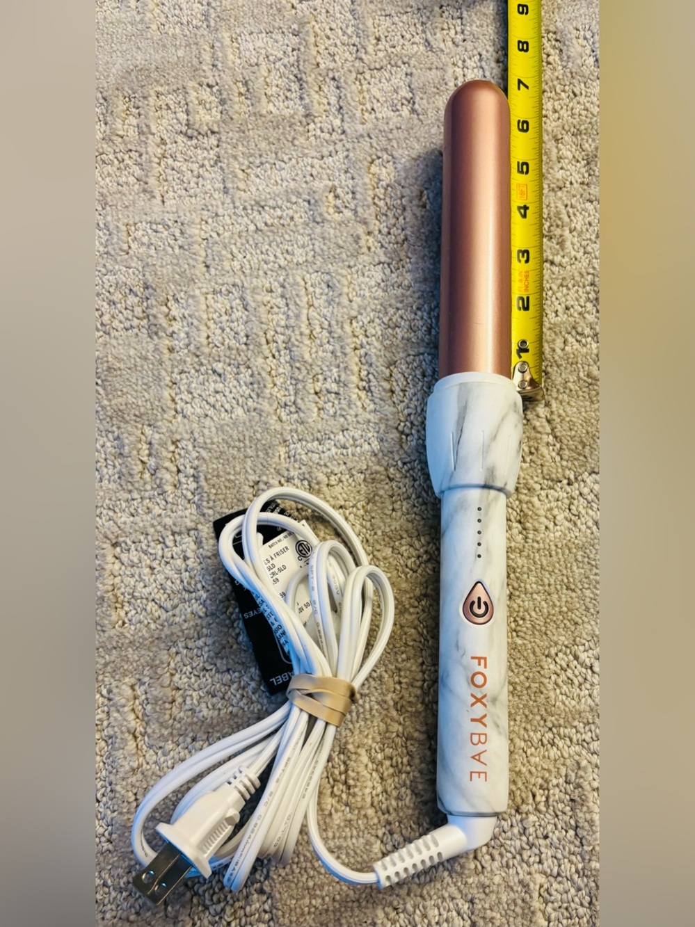 FoxyBae White Marble Rose Gold Curling Wand (1 inch)